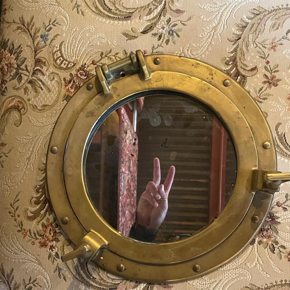 Vintage Round Brass Porthole Mirror